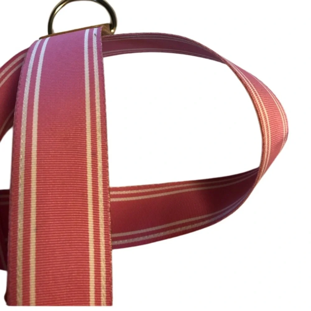 Pink and Tan Belt with Double D Ring Buckle like New